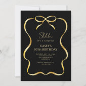 Gold Bow Ribbon Surprise 50th Birthday Invitation 招待状 (正面)