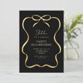 Gold Bow Ribbon Surprise 50th Birthday Invitation 招待状 (スタンド正面)