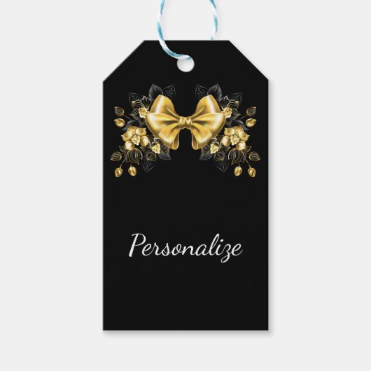 Gold bow with orchids ギフトタグ (正面)