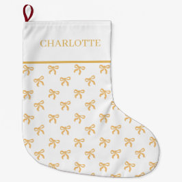 Gold Bows Keepsake Christmas ラージクリスマスストッキング