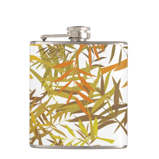 Gold Bronze and Brown Willow Leaves フラスク (正面)