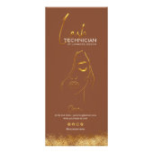 Gold & Brown Lash Tech 価格表 | 高級ビューティー ラックカード (裏面)