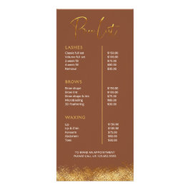 Gold & Brown Lash Tech Price List | Luxury Beauty  ラックカード