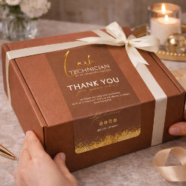 Gold & Brown Lash Tech Seal Label | Luxury Beauty  ラベル