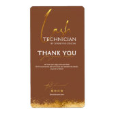 Gold & Brown Lash Tech Seal Label | Luxury Beauty  ラベル (正面)