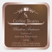 Gold Brown Product Label Rosegold Frame Monogram スクエアシール (正面)