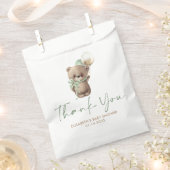 Gold Brown Sage Green Teddy Bear Baby Shower フェイバーバッグ (クリップ留めされた状態)