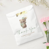 Gold Brown Sage Green Teddy Bear Baby Shower フェイバーバッグ (封をした状態)