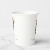 Gold Brown Sage Green Teddy Bear Baby Shower 紙コップ (左)