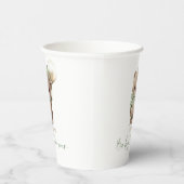 Gold Brown Sage Green Teddy Bear Baby Shower 紙コップ (右)