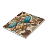 Gold Brown Turquoise Cacao Pattern タイル (側面)