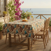 Gold Brown Turquoise Cacao Pattern テーブルクロス