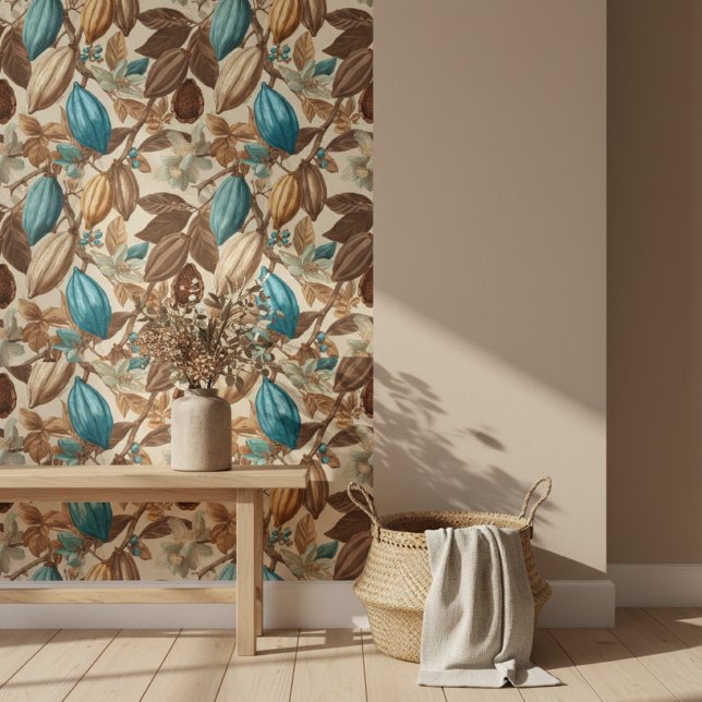 Gold Brown Turquoise Cacao Pattern 壁紙 (クリエイターアップロード済み)