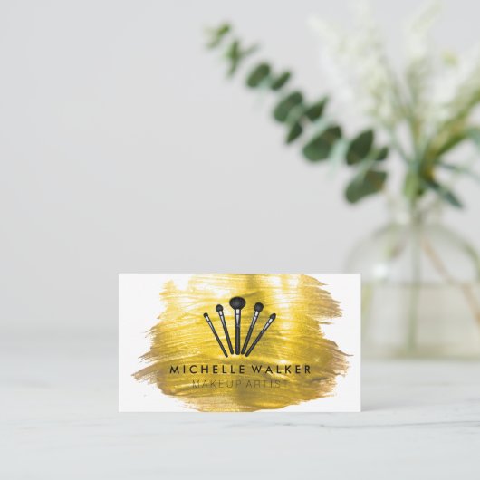 Gold Brush Paint Stroke | Make Up Brushes 名刺 (スタンド正面)