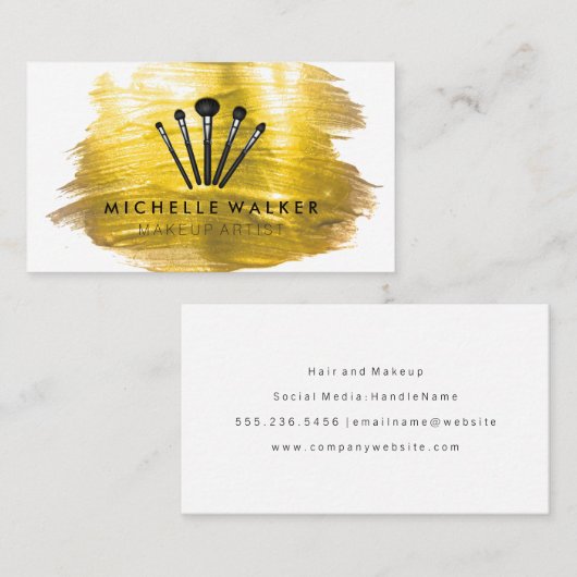 Gold Brush Paint Stroke | Make Up Brushes 名刺 (正面/裏面)