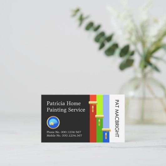 Gold Brush Painting Paint Stripes 名刺 (スタンド正面)