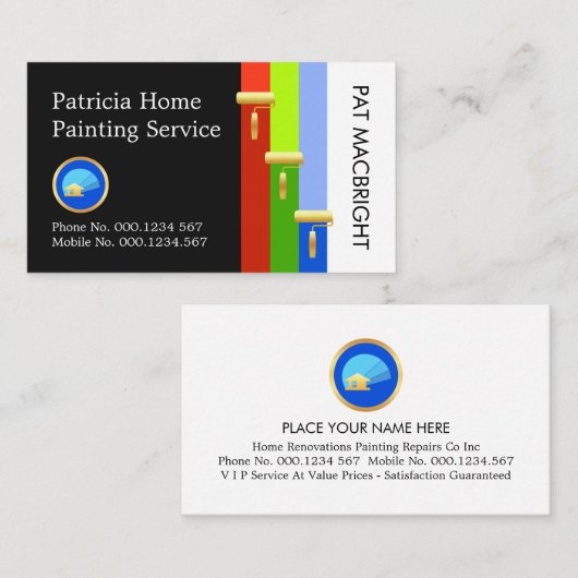 Gold Brush Painting Paint Stripes 名刺 (正面/裏面)