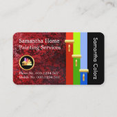 Gold Brush Painting Paint Stripes On Red Grunge 名刺 (正面)