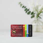 Gold Brush Painting Paint Stripes On Red Grunge 名刺 (スタンド正面)