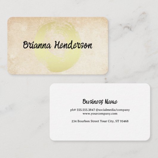 Gold Brushed Circle | Textured Background 名刺 (正面/裏面)