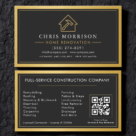 Gold Building Construction Home Renovation QR Code 名刺