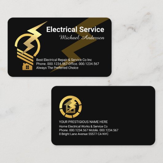 Gold Bulb Home Lightning Powered 名刺 (正面/裏面)