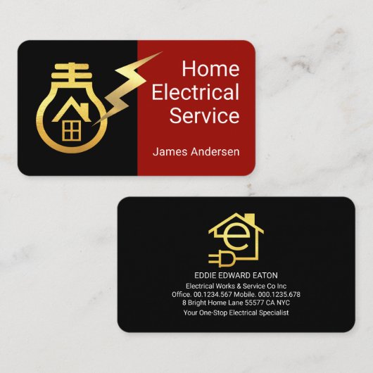 Gold Bulb Home Powered By Lightning 名刺 (正面/裏面)