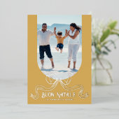 Gold Buon Natale Simple Modern Coquette Bow Photo 箔シーズンカード (立ち正面)