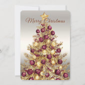 Gold Burgundy Christmas Tree Holiday Card シーズンカード (裏面)