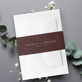 Gold burgundy elegant wedding invitation 招待状ベリーバンド