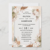 Gold Burgundy Gold Blush Pink Wedding 招待状 (正面)