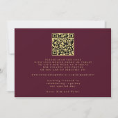 Gold burgundy QR code simple elegant wedding セーブザデート (裏面)