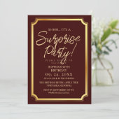 Gold & Burgundy Surprise 50th Birthday Party 招待状 (スタンド正面)