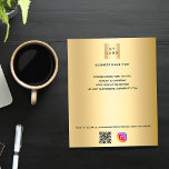 Gold business logo qr code instagram custom text チラシ<br><div class="desc">A faux gold looking background. Personalize and add your business logo,  name,  address,  your text,  your own QR code to your instagram account. 
You can also add text on the back.</div>