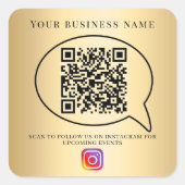 Gold business name qr code instagram スクエアシール (正面)