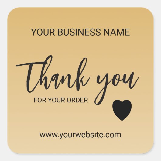 Gold Business Thank You Square Sticker スクエアシール (正面)