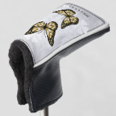 Gold Butterfly Floral Golf Head Cover ゴルフヘッドカバー (3/4 正面)