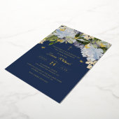 Gold Butterfly Navy Boys First Communion Foil 箔招待状 (回転した状態)