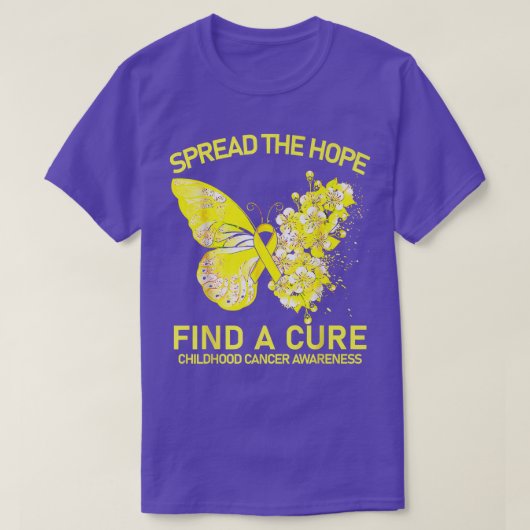 Gold Butterfly Spread The Hope Find A Cure Childho Tシャツ (デザイン正面)