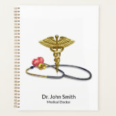 Gold Caduceus & Medical Stethoscope with Heart プランナー手帳 (正面)