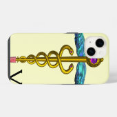 GOLD CADUCEUS MONOGRAM,ホワイト iPhoneケース (裏面横)