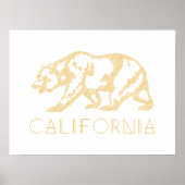 Gold California Grizzly Bear Typography Art Print ポスター (正面)