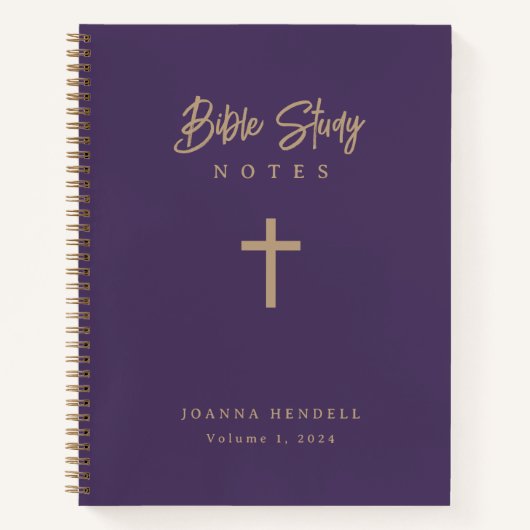 Gold Calligraphy Personalized Purple Bible Study  ノートブック (正面)
