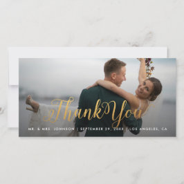 Gold Calligraphy Photo Thank You Tall Card サンキューカード