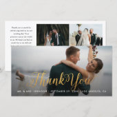 Gold Calligraphy Photo Thank You Tall Card サンキューカード (正面/裏面)