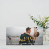 Gold Calligraphy Photo Thank You Tall Card サンキューカード (スタンド正面)