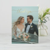 Gold Calligraphy Wedding Photo Thank You Card サンキューカード (スタンド正面)