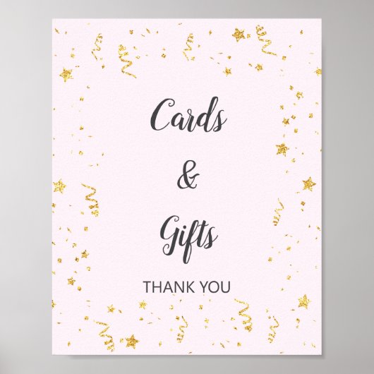 Gold Celebration on Pink Cards & Gifts Sign ポスター (正面)