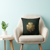 Gold Celtic Knot Shamrock Green Velvet Pillow クッション (椅子)