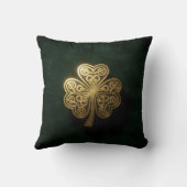 Gold Celtic Knot Shamrock Green Velvet Pillow クッション (裏面)
